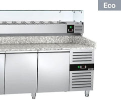 Pizza cooling tables - gray granite - With refrigerated display case - glass - 800 Deep - Premium