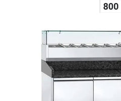 Охладителни маси за пица - черен гранит - С хладилна витрина - стъкло