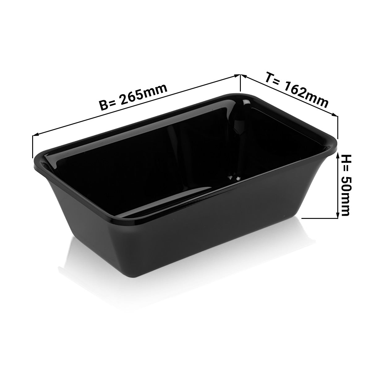 Rectangular presentation tray GN 1/4 - black - BPA free - 265 x 162 x 50 mm | Meat pan | Display stand | Mixing Pan | Food Tub | Shell | Cooking bowl