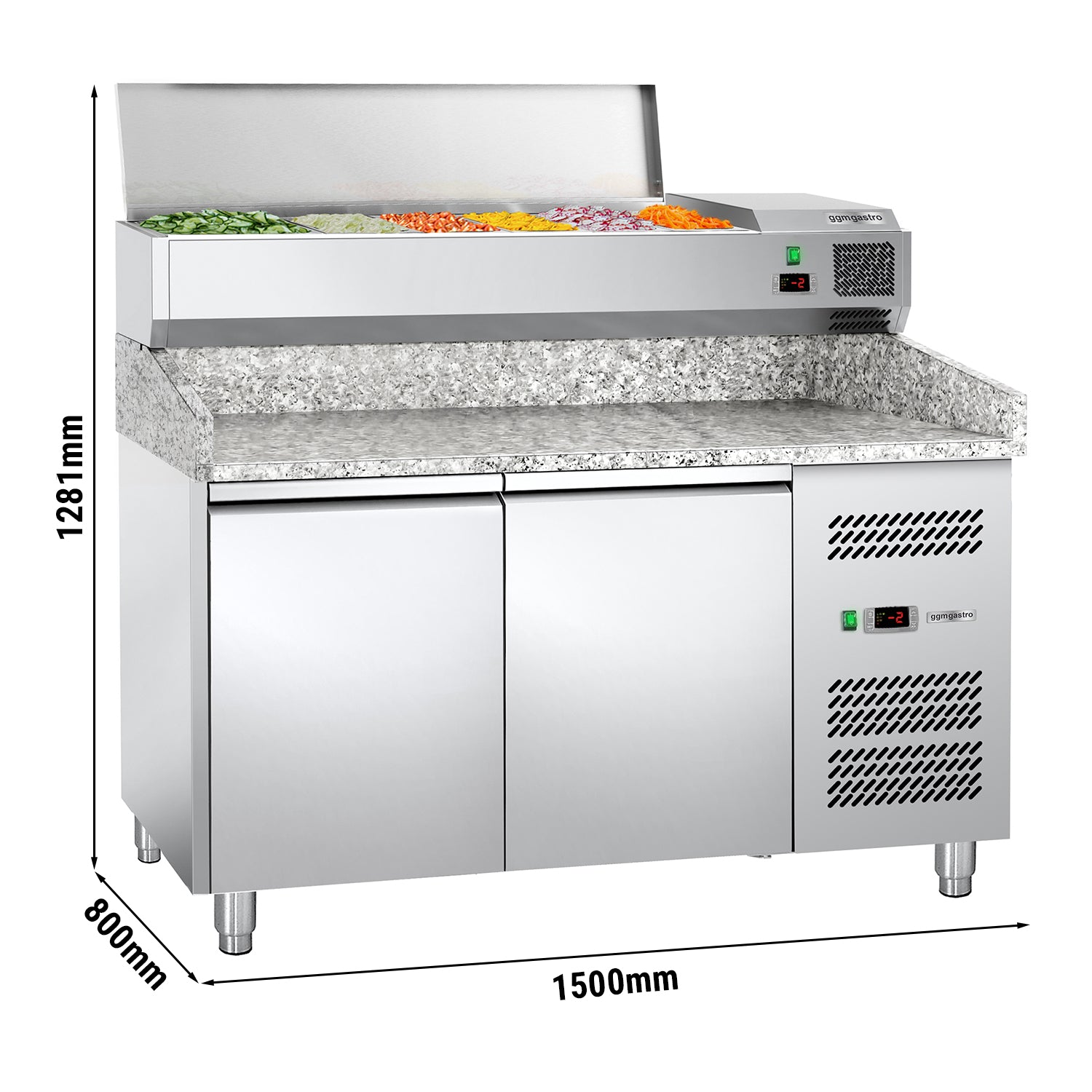 ECO pizza cooling table - 1.5 x 0.8 m - with 2 doors