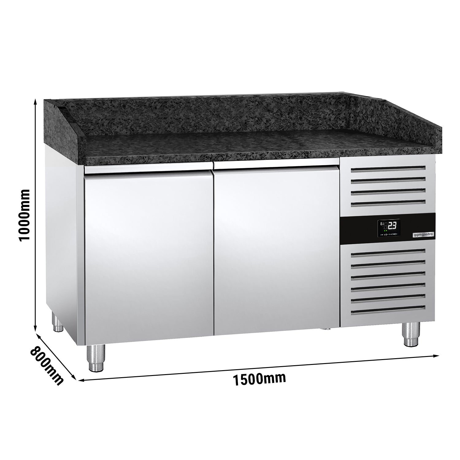 Refrigerator table for pizza PREMIUM 1.5 x 0.8 m - with 2 doors