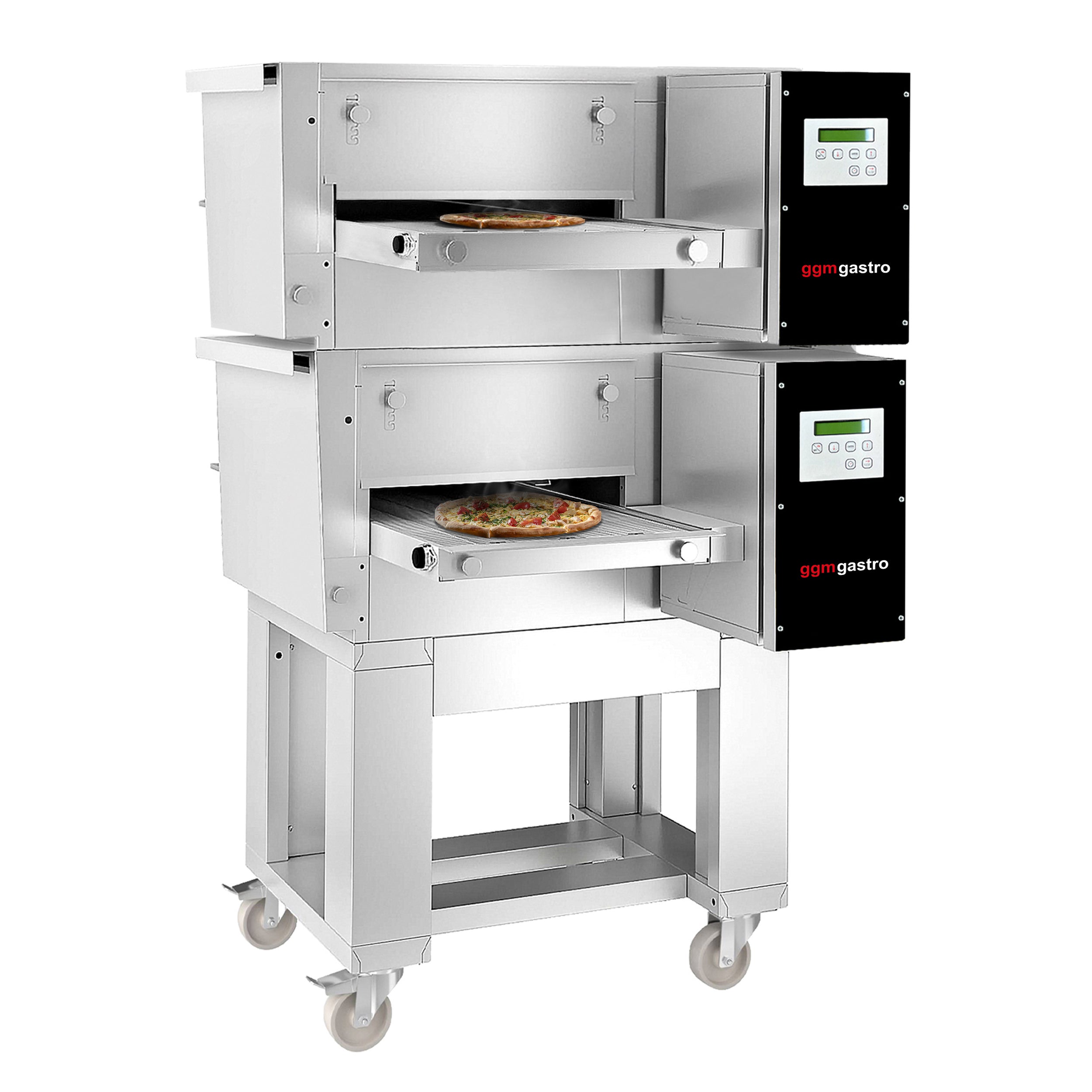 (2 pieces) Conveyor gas ovens - 1.0 x 1.0 m - including base