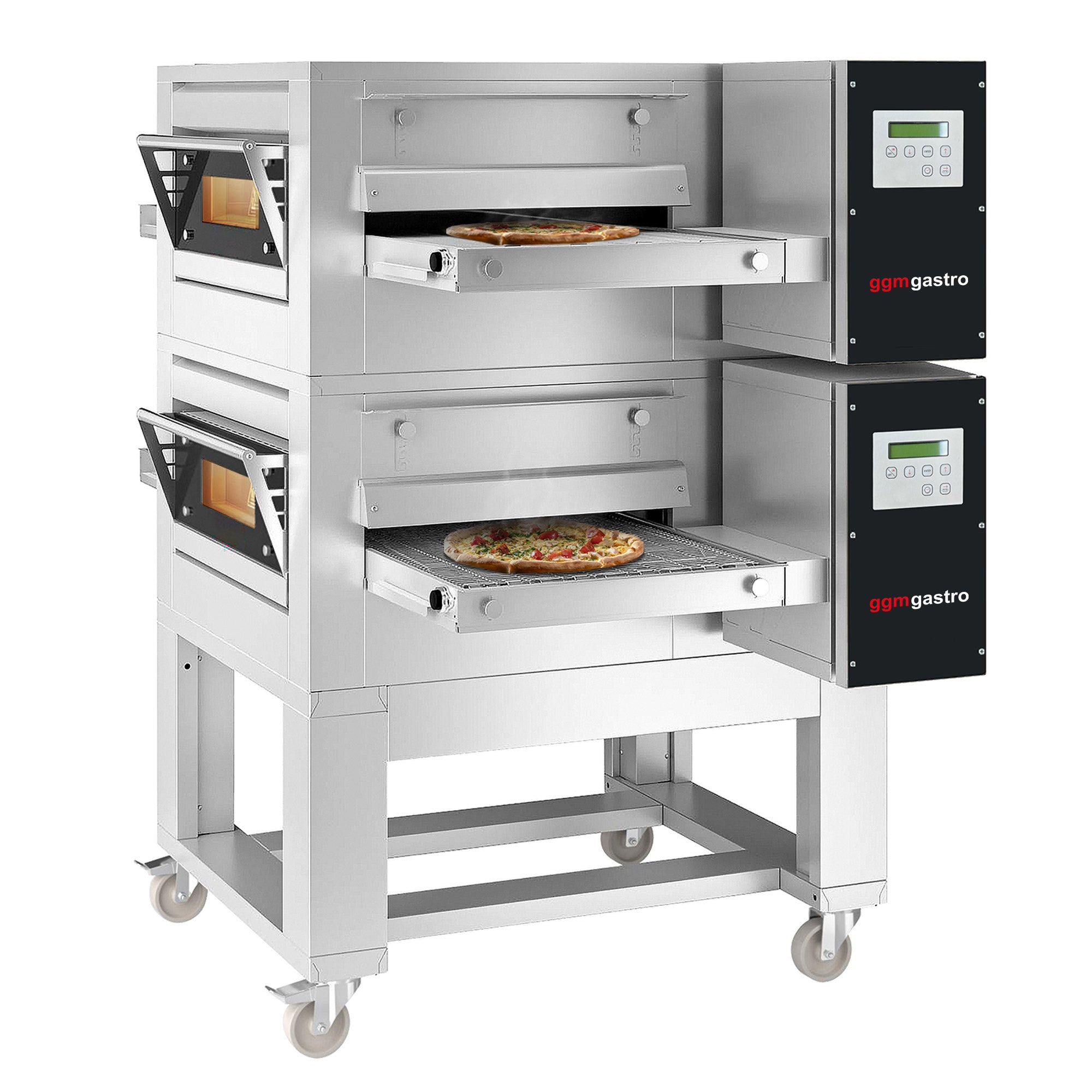 (2 pieces) Electric conveyor ovens - 1.26 x 1.75 m - including base