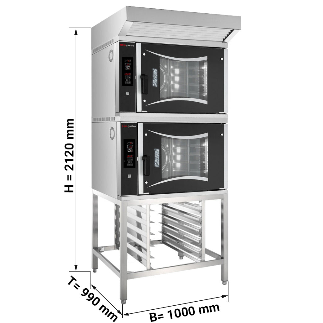 (2 pieces) Oven with gas convection - 6x EN 60 x 40 cm - incl. cover and pad