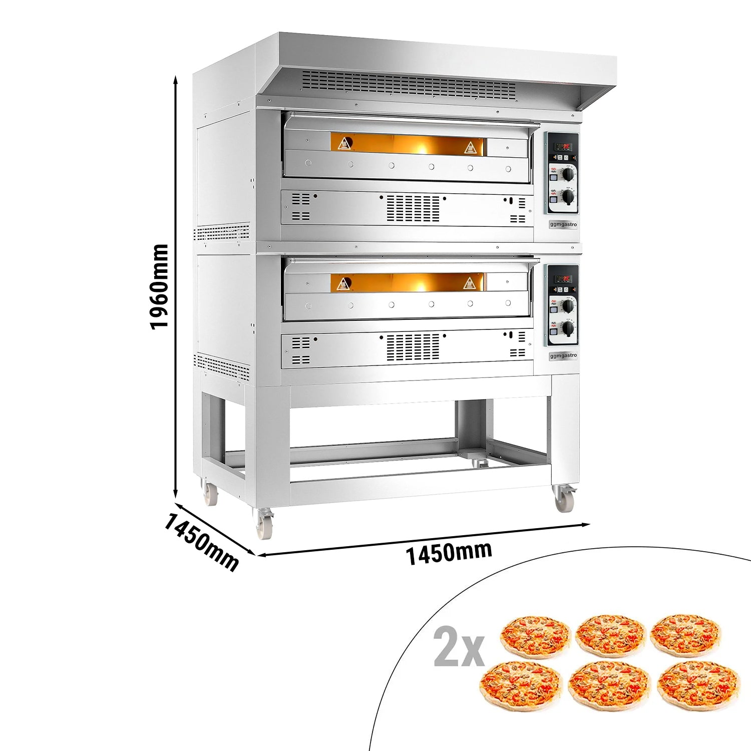 Gas pizza oven - 6x 35 cm - including hood and base