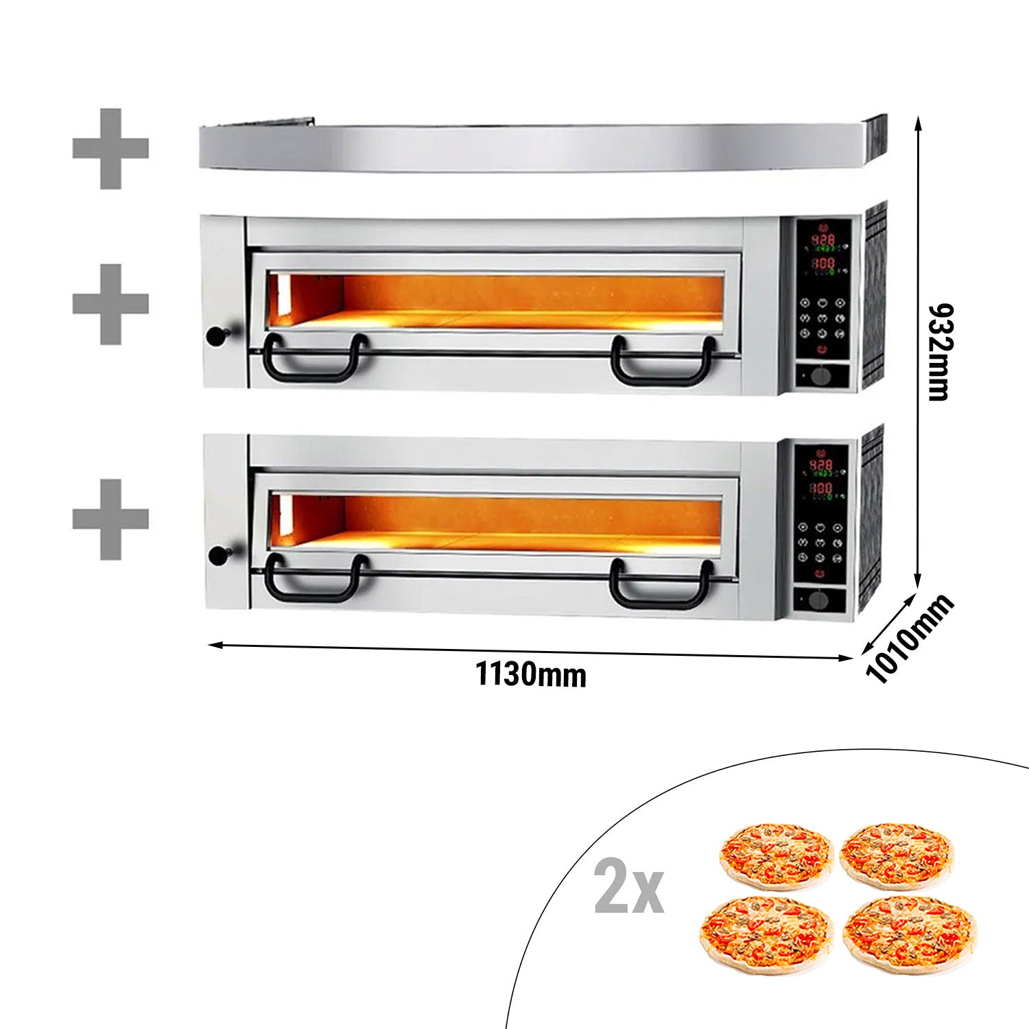 Pizza oven with hood - 4+4 x Ø 34 cm