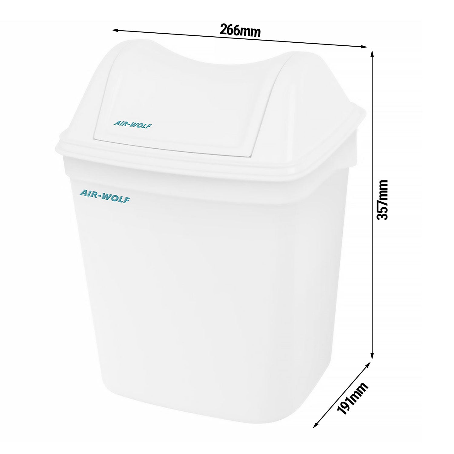 AIR-WOLF | Хигиеничен контейнер за отпадъци с капак - 8 литра - ABS пластмаса - бял