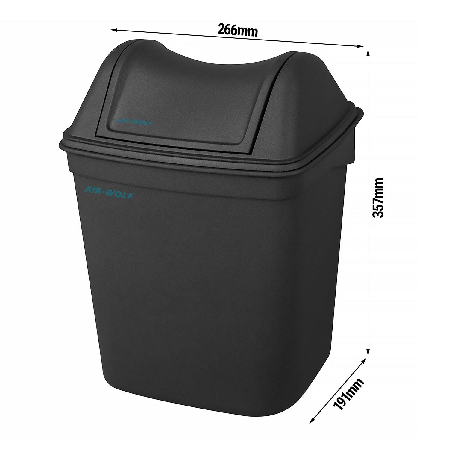 AIR-WOLF | Кош за хигиенни отпадъци с капак - 8 литра - ABS пластмаса - антрацит
