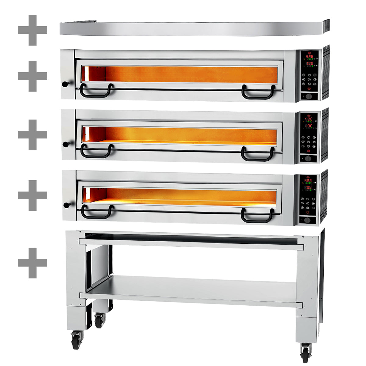 Power pizza oven with hood and base - 6 + 6 + 6 Ø 34 cm