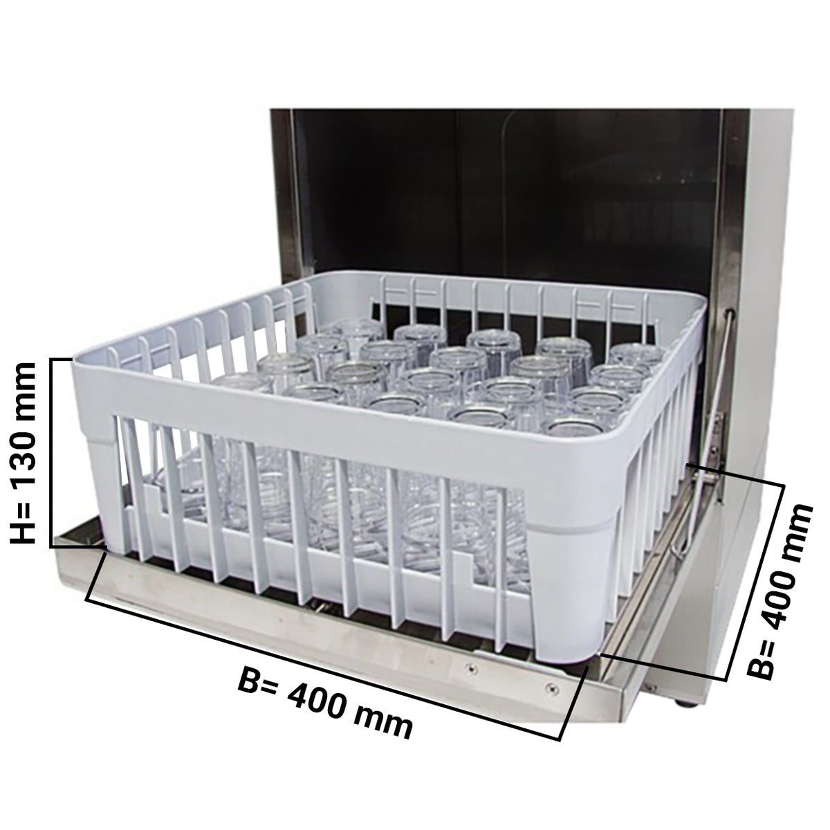 Glass washer 2.97 kW - Without drain pump - With detergent pump and rinse aid supply (double-walled) - 230 V