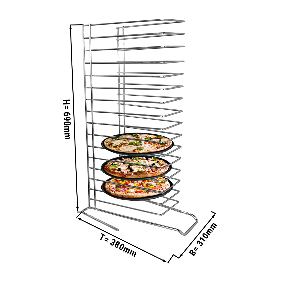 Pizza tray holder with 15 compartments