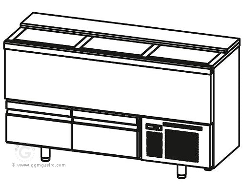 Cooler chest for bottles 445 liters - with 2 drawers