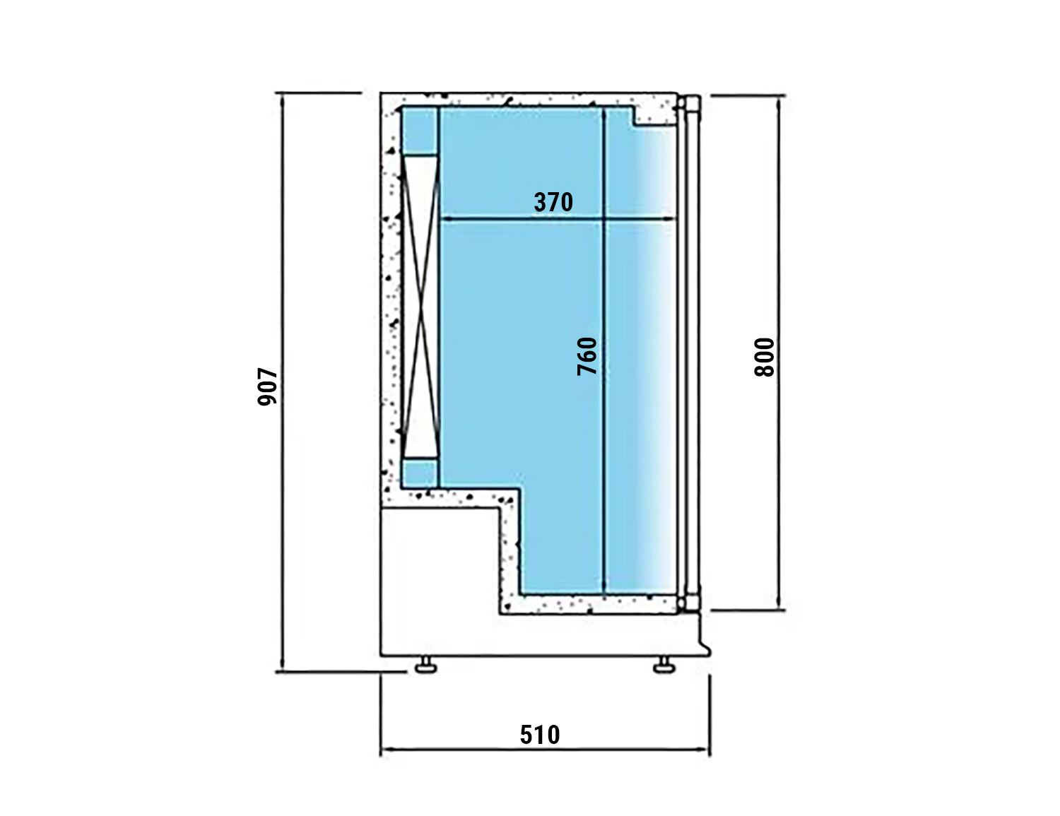 Bar refrigerator table for drinks 220 liters - with 2 doors