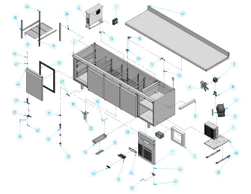 Refrigerated table (GN) - with 4 doors