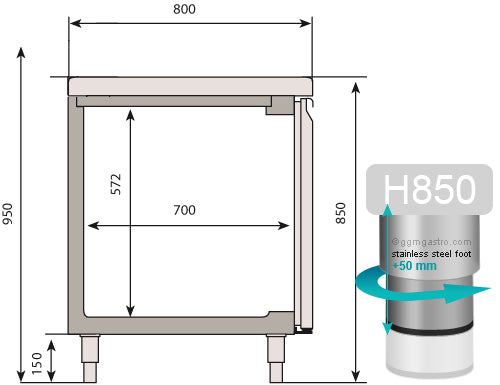 Refrigerated table for bakery products (EN) - with 2 doors