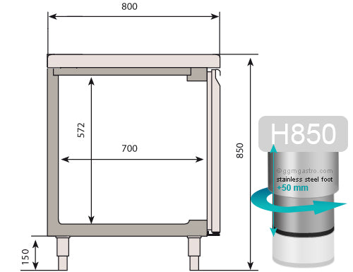 Refrigerator table for bakery products (EN) - with 4 doors