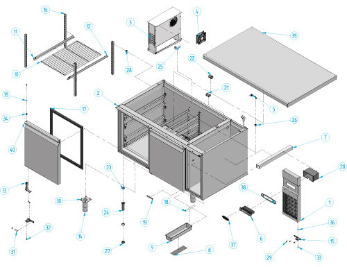 Refrigerated table for bakery products (EN) - with 2 doors