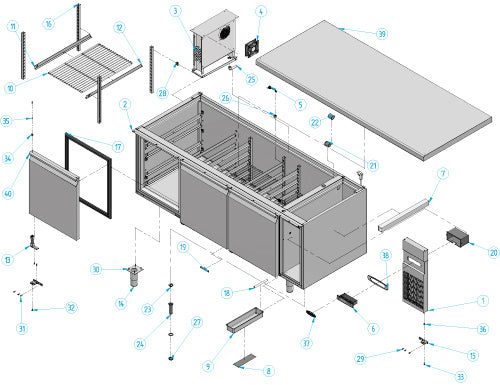 Refrigerated table for bakery products (EN) - with 3 doors