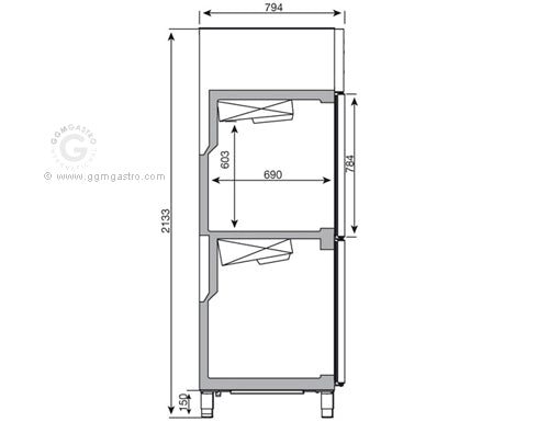 Refrigerator and freezer (GN 2/1) - with 2 doors