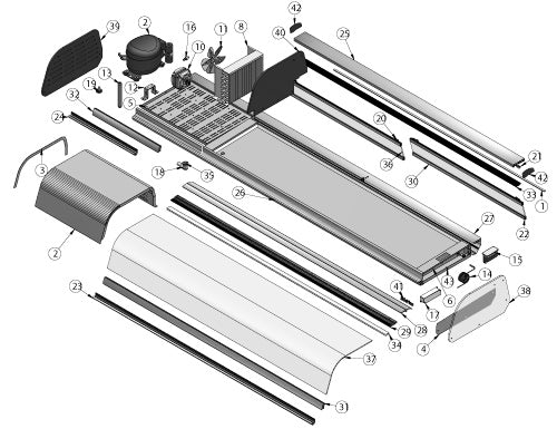 Refrigerated showcase for 8 plates (17 x 32 cm)