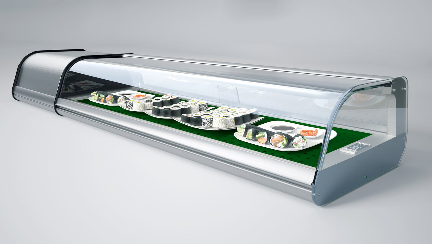 Sushi - refrigerated display case placed on top for 4x 1/3 GN