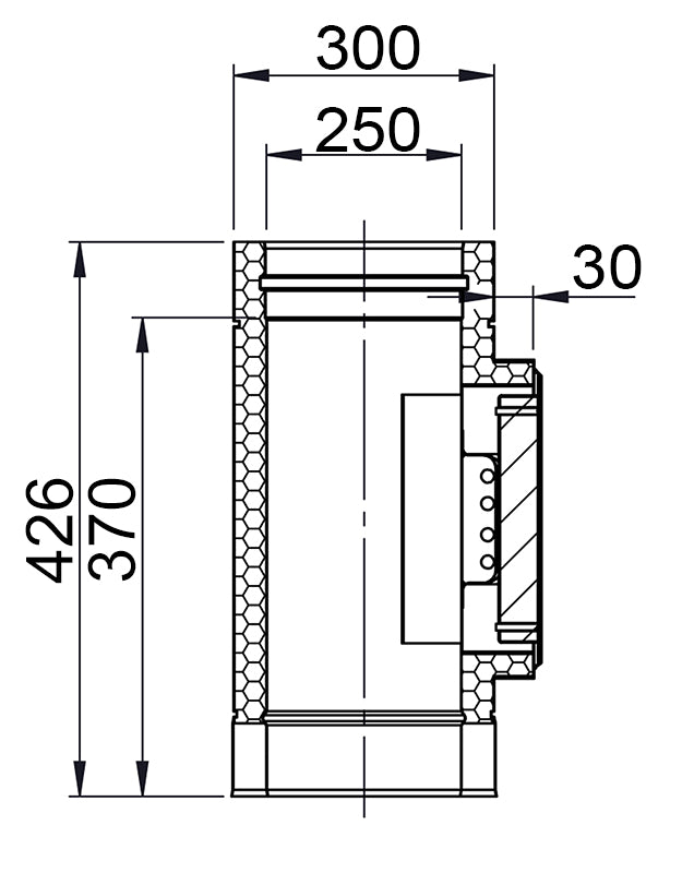 Smooth cleaning pipe + stainless steel box / Ø 250 mm