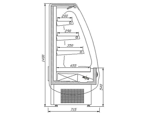 Wall-mounted refrigerator shelf 0.6 x 0.71 m