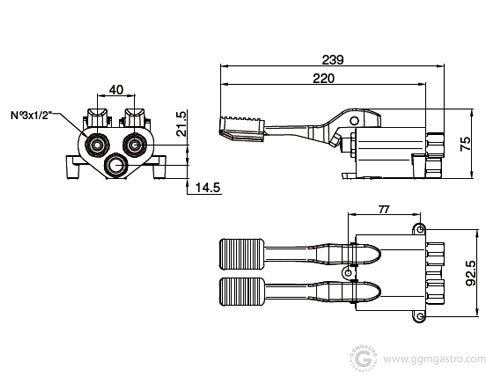 Mixer tap with foot service 1000