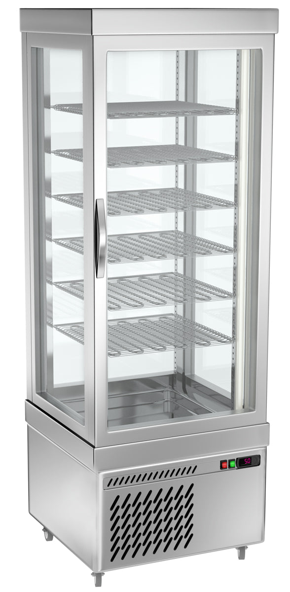 Panoramic freezer showcase with 6 grid shelves