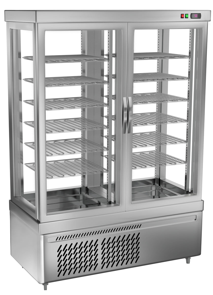 Panoramic freezer showcase with 12 lattice shelves