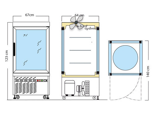 Panoramic showcase with 3 rotating glass bottoms