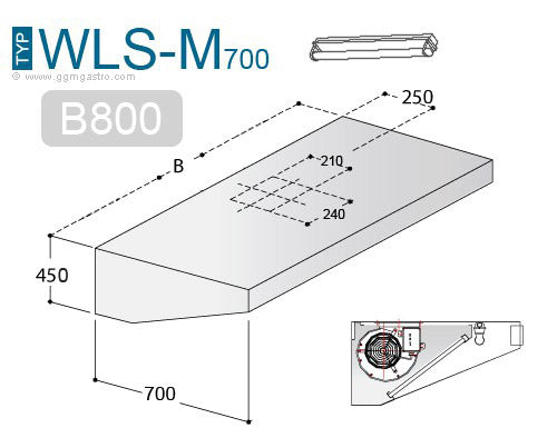 Wall absorber 0.8 m - with motor, regulator, filter and lamp