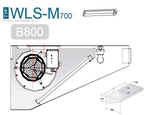 Wall absorber 0.8 m - with motor, regulator, filter and lamp