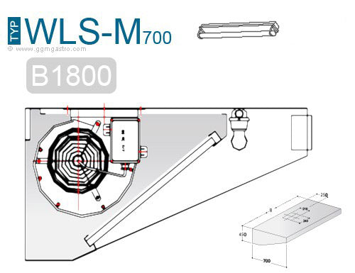 Wall hood 1.8 m - with motor, regulator, filter and lamp