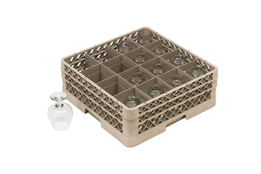 Glass basket with max. height 100 mm, 16 compartments 114 x 114 mm