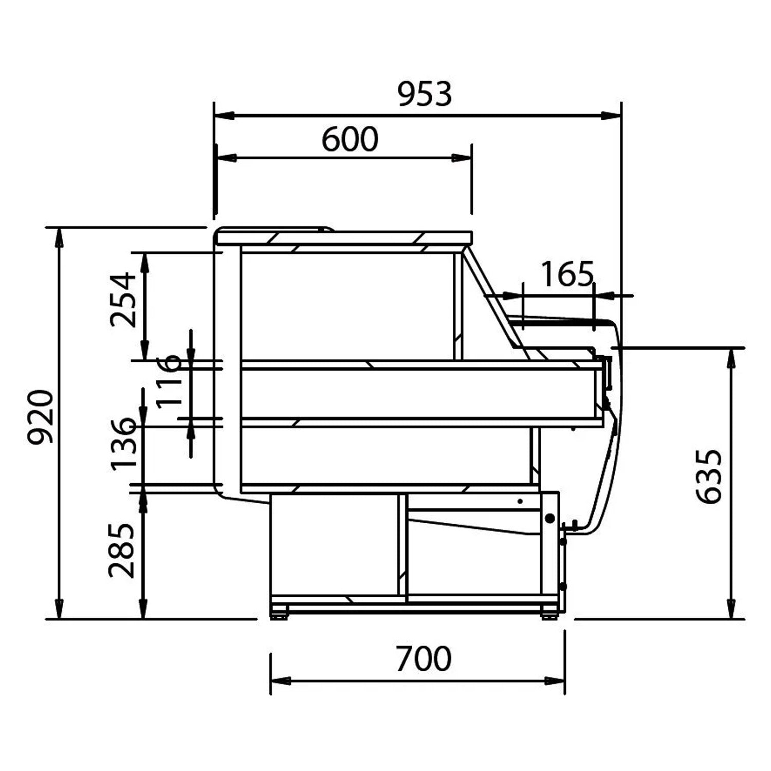 Checkout table 0.93 m / 0.95 m