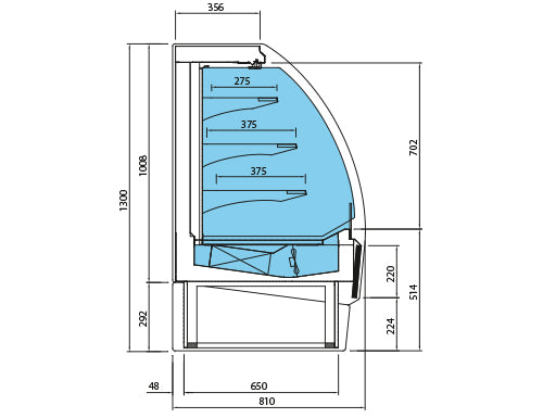 Wall-mounted refrigerator shelf 0.97 m / 0.81 m