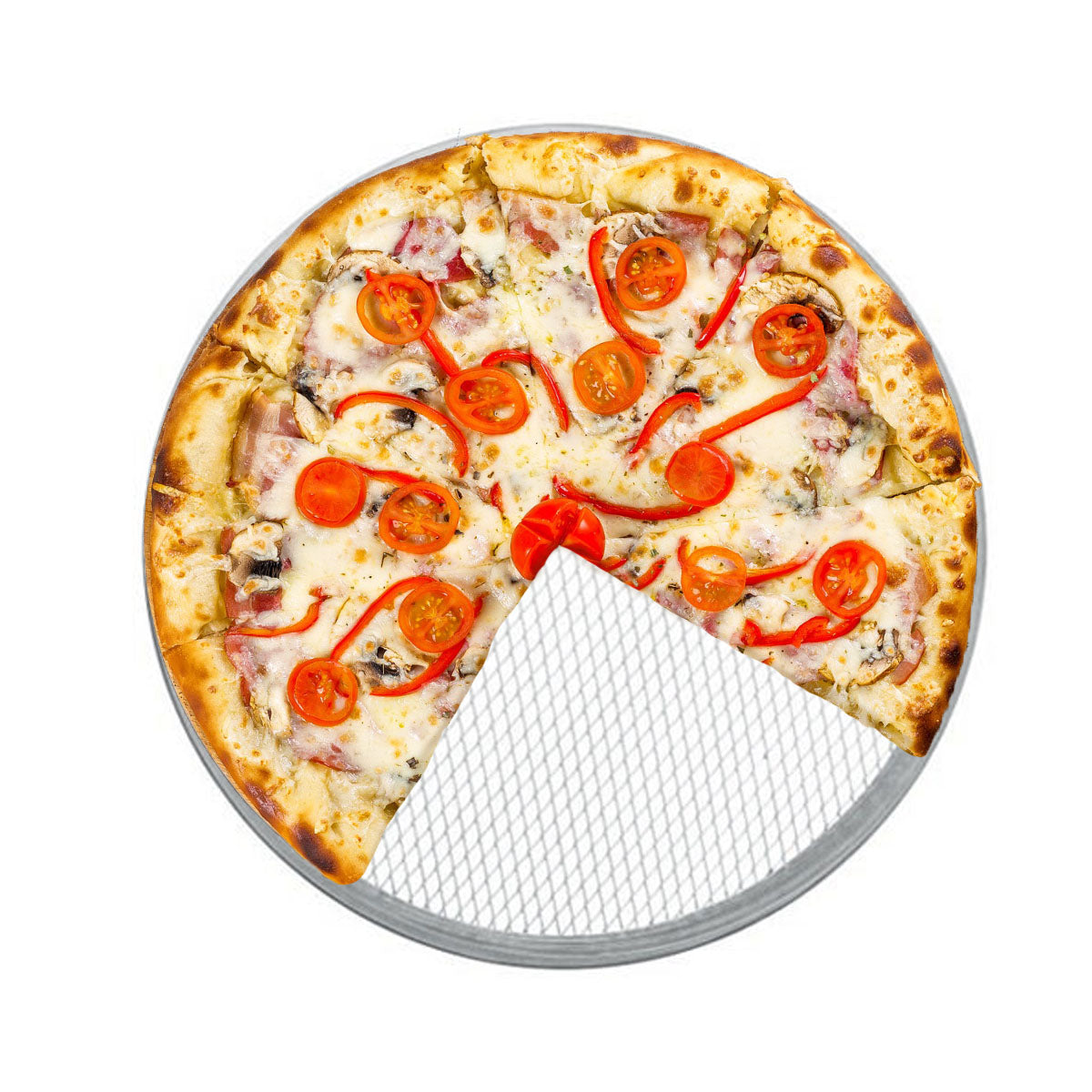 Round pizza pan, aluminum, perforated, 33 cm