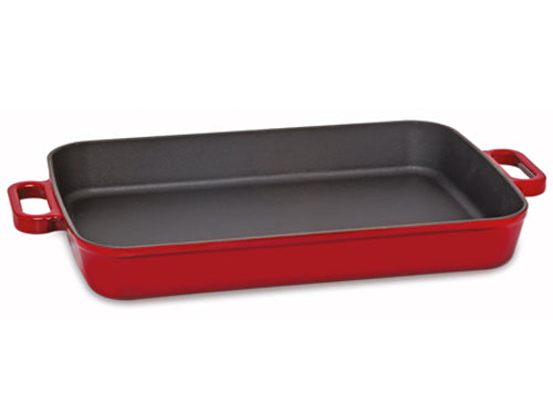 Cast iron serving pan - red - 26 x 26 cm