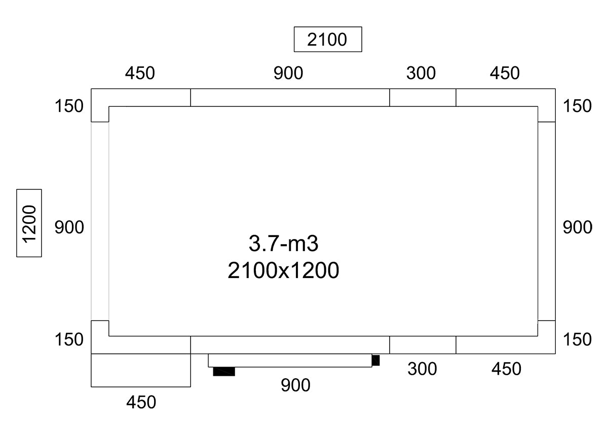 Cold room 2.1 x 1.2 x 2.01m - 3.7m³ with included unit