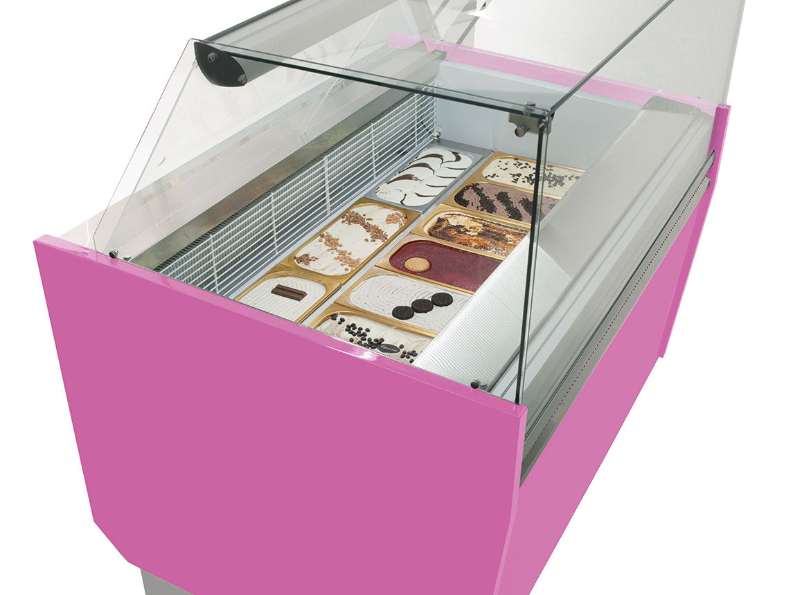 Ice cream display case 1.25 x 0.92 m - cyclamen