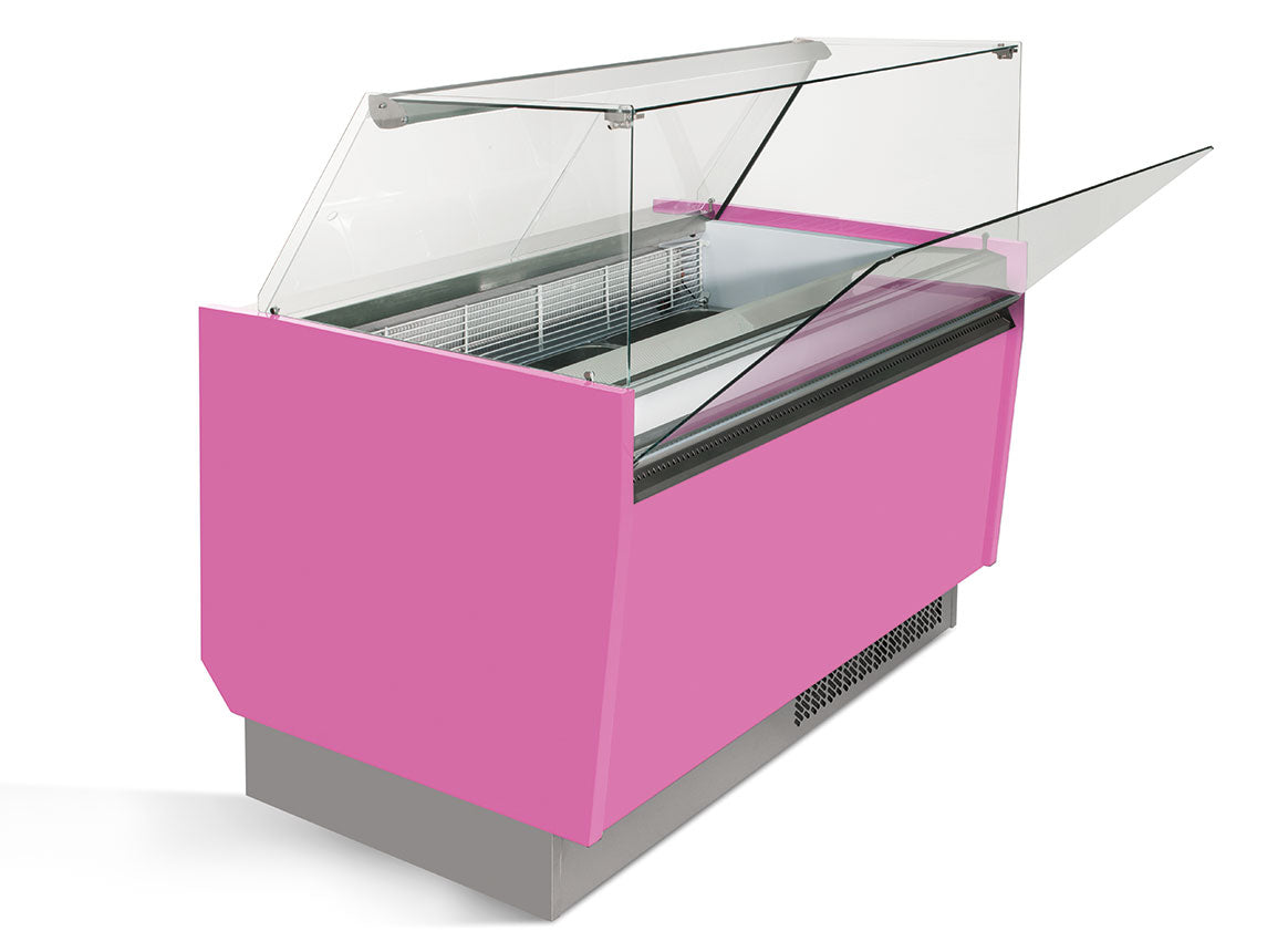 Ice cream display case 1.25 x 0.92 m - cyclamen