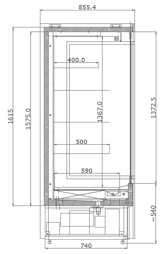 Wall cooling shelf - 2.0 x 0.85 m - black - with 4 shelves