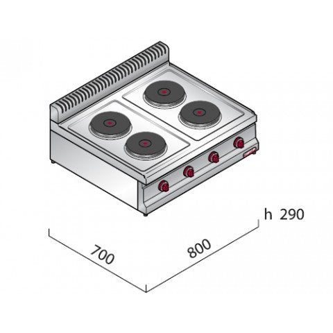 Електрическа печка 4х плочи кръгли (10,4 kW) - 230V