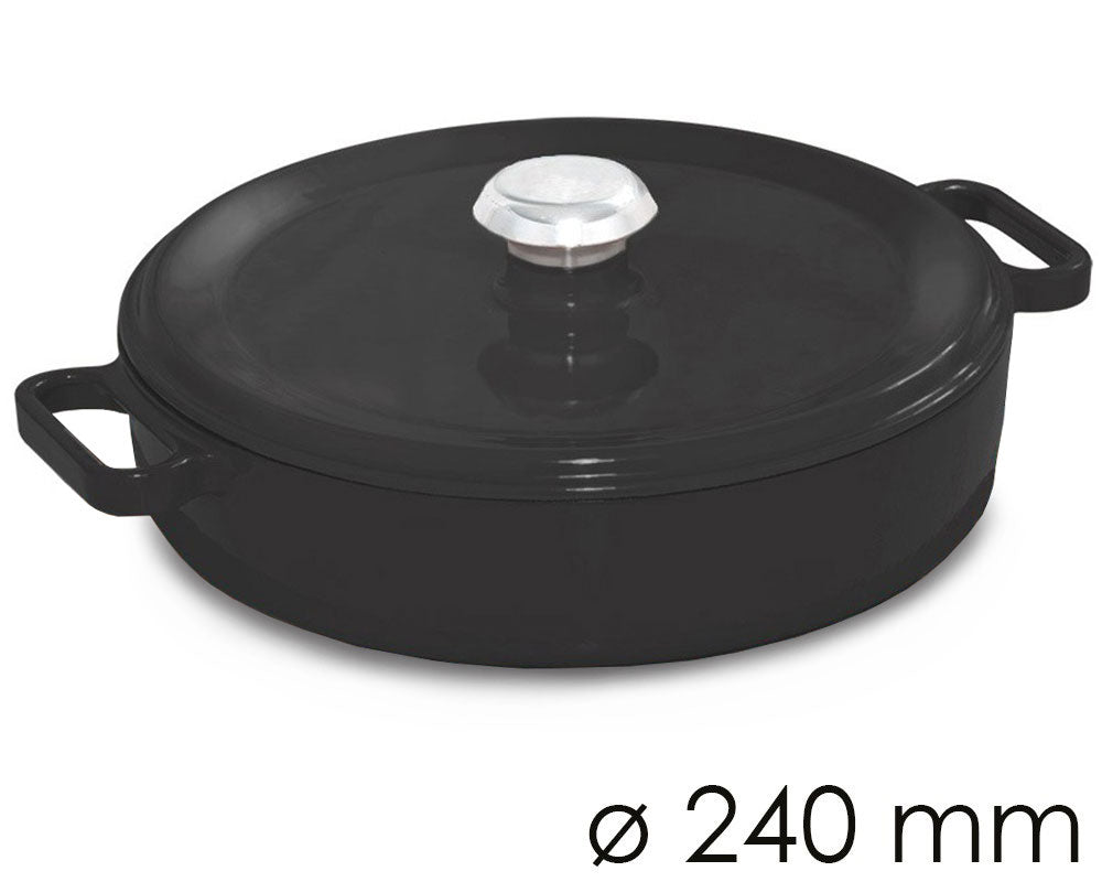 Steaming pot flat - Ø 240 mm - black