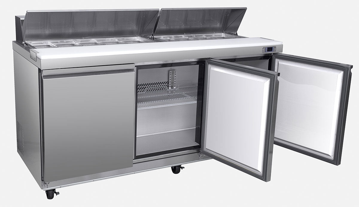 Pizza counter cooler - 1.88 x 0.86 m - 623 liters - with 3 doors