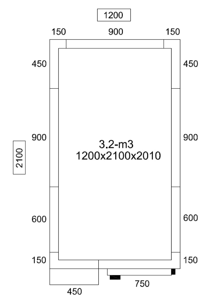 Freezer room 1.2 x 2.1 x 2.01m - 3.2m³ with unit included