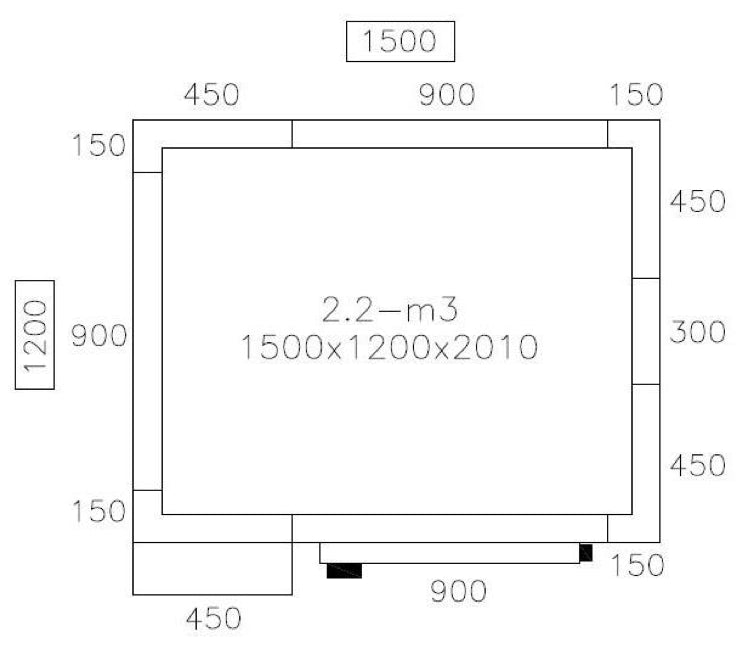 Freezer room 1.5 x 1.2 x 2.01m - 2.2m³ with unit included