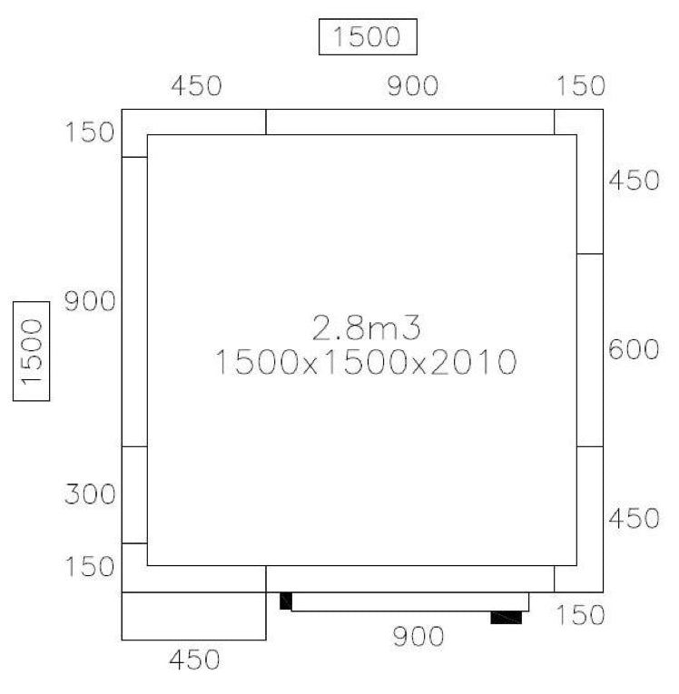 Freezer room 15 x 1.5 x 2.01m - 2.8m³ with unit included