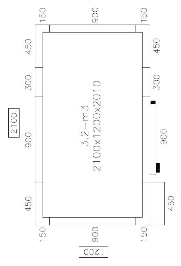 Freezer room 2.1 x 1.2 m - height 2.01 m - 3.2 m³